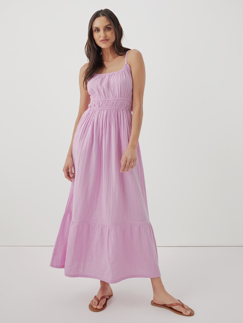 ‼️NWOT: Pact Organic Women's Pink Coastal Gauze Maxi Dress - L